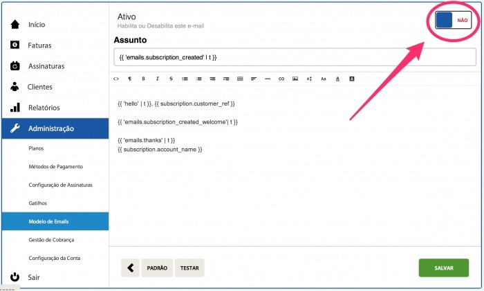 Automatize o envio de cobranças com cobrança recorrente: painel iugu modelo de email